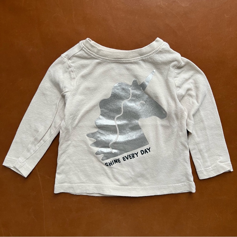 OLD NAVY Metallic Unicorn 100% Cotton Shirt, 12-18mo